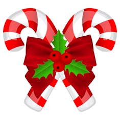 Christmas Decoration Candy Canes with Bow Sticker